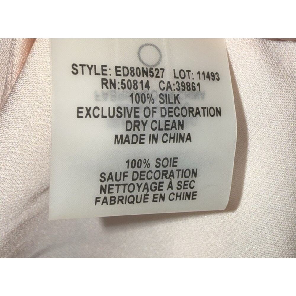 Elie Tahari 100% Silk Blush Pink Cutwork Embroidery Long Sleeve Tunic Top Size L - Picture 6 of 9